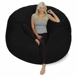 Outlet 🎉 6' Huge Bean Bag Chair with Memory Foam Filling and Washable Cover - Relax Sacks Brown 🤩 -Living Room Chairs Sales unnamed file 9788