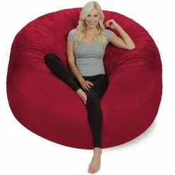 Outlet 🎉 6' Huge Bean Bag Chair with Memory Foam Filling and Washable Cover - Relax Sacks Brown 🤩 -Living Room Chairs Sales unnamed file 9789