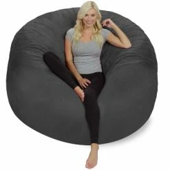 Outlet 🎉 6' Huge Bean Bag Chair with Memory Foam Filling and Washable Cover - Relax Sacks Brown 🤩 -Living Room Chairs Sales unnamed file 9790