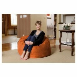 Best Pirce 🎁 3' Kids' Bean Bag Chair with Memory Foam Filling and Washable Cover - Relax Sacks Orange 👏 -Living Room Chairs Sales unnamed file 9811