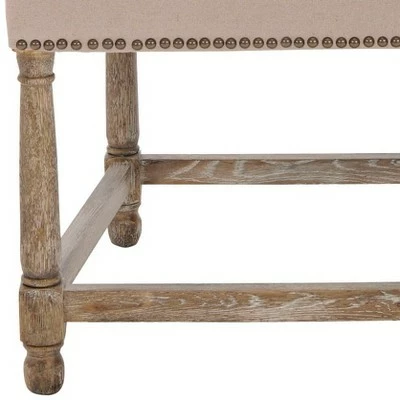 Cheapest ๐ Faxon Arm Chair w/ Brass Nail Heads - Taupe - Safavieh ๐ 4 Cheapest ๐ Faxon Arm Chair w/ Brass Nail Heads - Taupe - Safavieh ๐ - Image 2