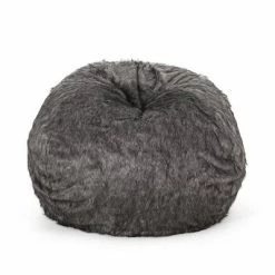 Outlet 👍 52" Schley Modern Glam Short Faux Fur Bean Bag - Christopher Knight Home White 🔥 -Living Room Chairs Sales unnamed file 9867