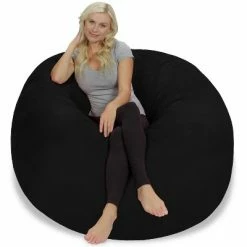 Cheapest ✔️ 5' Large Bean Bag Chair with Memory Foam Filling and Washable Cover - Relax Sacks Charcoal 😍 -Living Room Chairs Sales unnamed file 9894