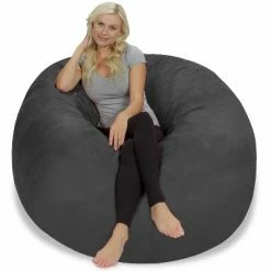 Cheapest ✔️ 5' Large Bean Bag Chair with Memory Foam Filling and Washable Cover - Relax Sacks Charcoal 😍 -Living Room Chairs Sales unnamed file 9896