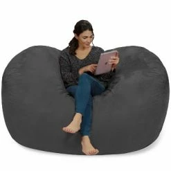 Coupon 🔥 6' Large Bean Bag Lounger with Memory Foam Filling and Washable Cover - Relax Sacks Blue 🔥 -Living Room Chairs Sales unnamed file 9915