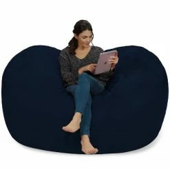 Coupon 🔥 6' Large Bean Bag Lounger with Memory Foam Filling and Washable Cover - Relax Sacks Blue 🔥 -Living Room Chairs Sales unnamed file 9916