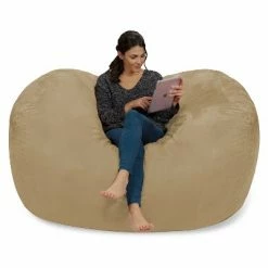 Coupon 🔥 6' Large Bean Bag Lounger with Memory Foam Filling and Washable Cover - Relax Sacks Blue 🔥 -Living Room Chairs Sales unnamed file 9923