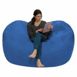 Coupon 🔥 6' Large Bean Bag Lounger with Memory Foam Filling and Washable Cover - Relax Sacks Blue 🔥 -Living Room Chairs Sales unnamed file 9924